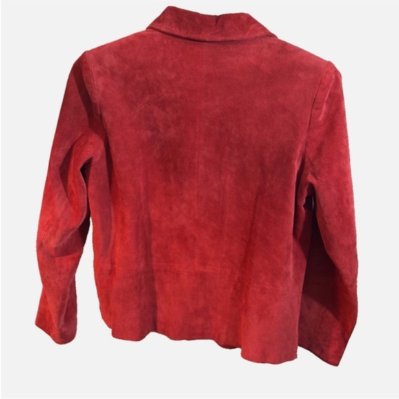 Suede Vibrant Red blazer— 90s vintage petite small - Picture 4 of 5